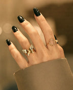 gold agate stone ring styling shot silver option