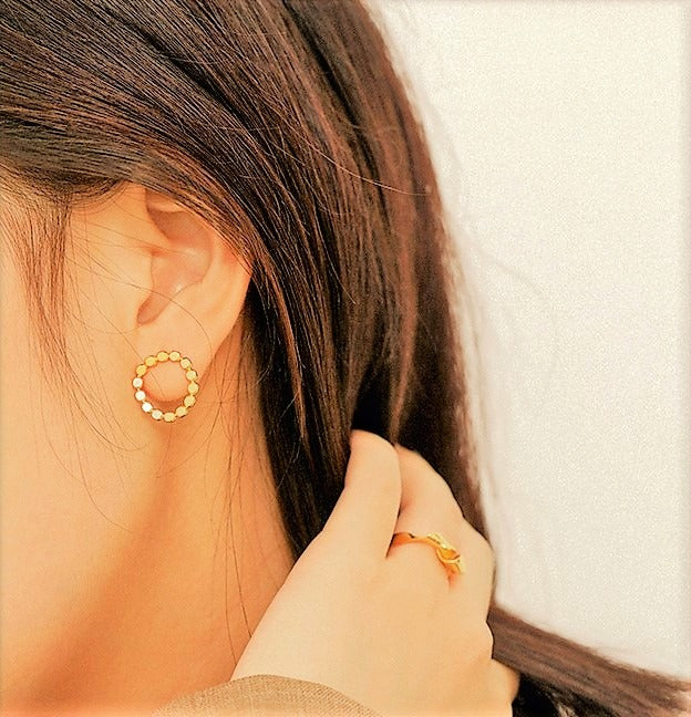 square textured studs gold and silver colour options