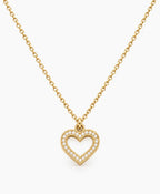 Gold pavé open heart necklace on 40cm chain, Kaiya London