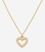 Tarnish free gold heart pendant necklace on white background