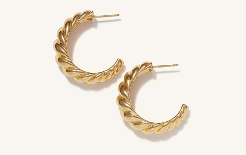 gold croissant hoops styling shot waterproof PVD
