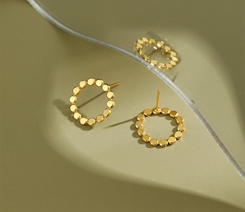gold square textured studs styling shot silver option