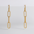18k gold paperclip chain drop earrings architectural design - Kaiya London