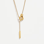 Interlock Square Lariat Necklace - Mara