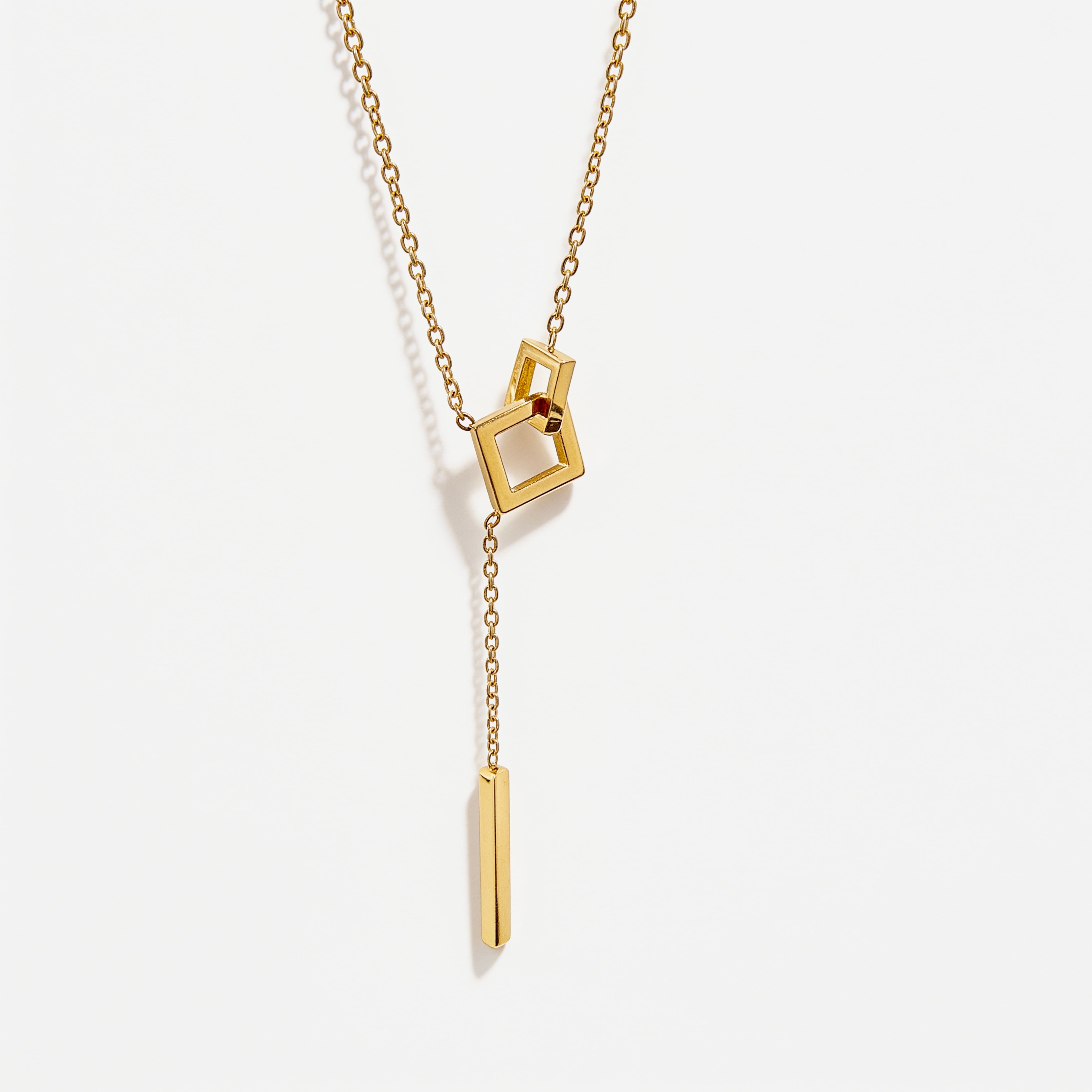 Interlock Square Lariat Necklace - Mara