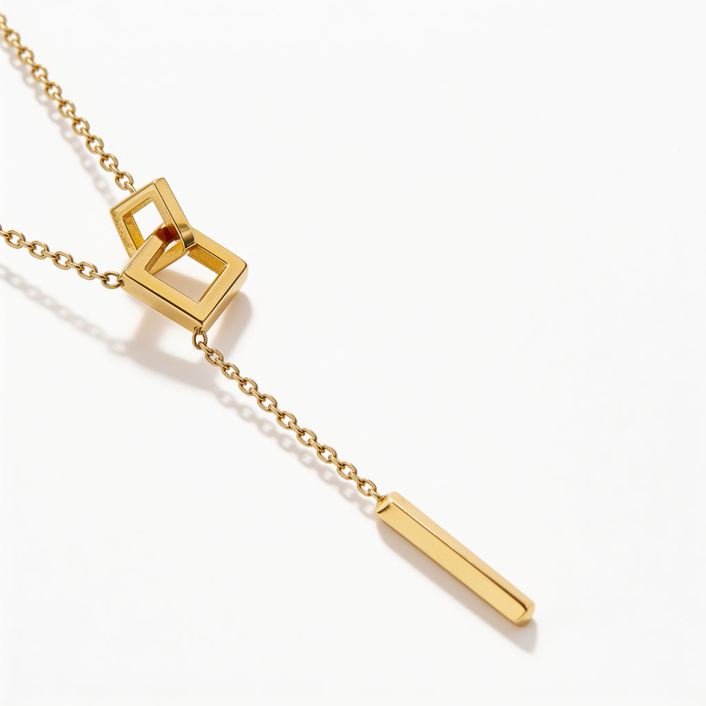 Interlock Square Lariat Necklace - Mara