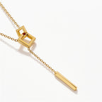 Interlock Square Lariat Necklace - Mara